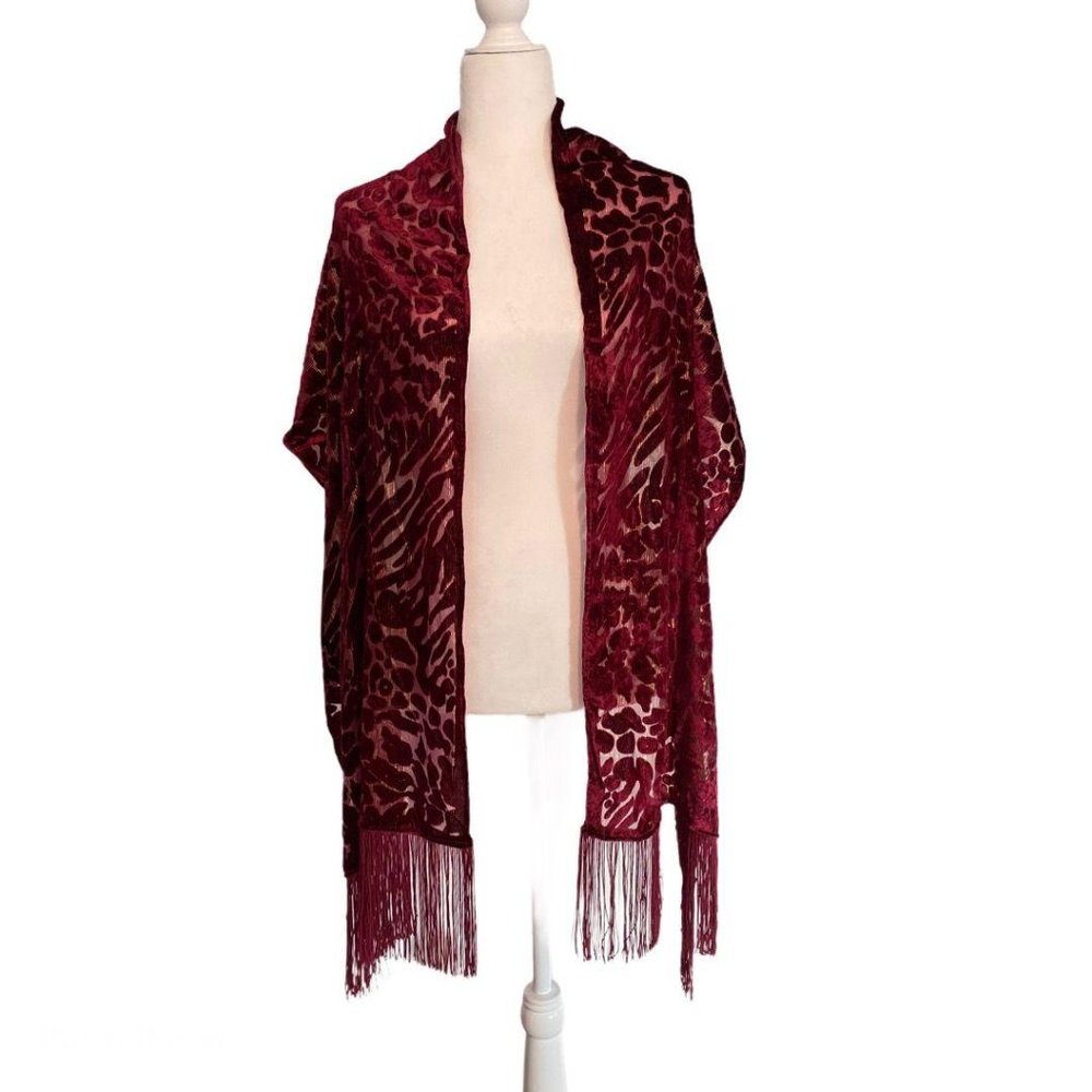 INC Animal Print Shine Velvet Wrap Wine